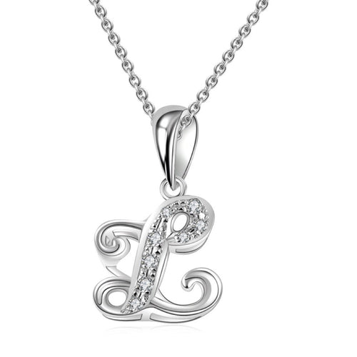 18K White Gold Letter Pendant L