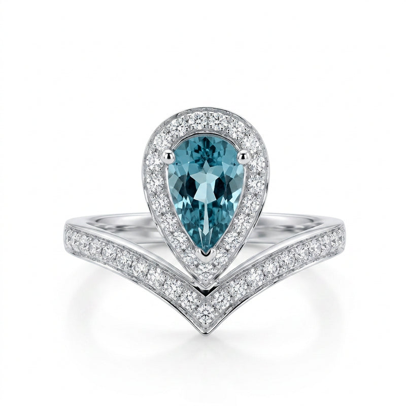 18K白金 0.70ct 海藍寶石戒指