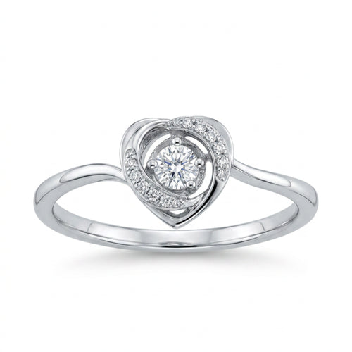 18K White Gold 0.101ct Diamond Ring