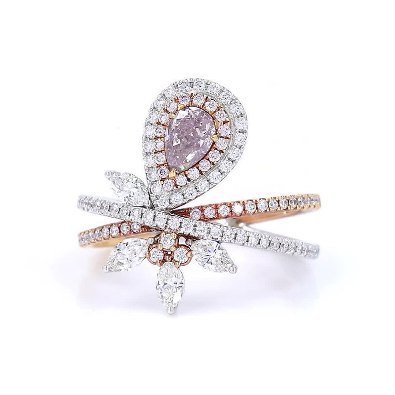 18K白金 0.43ct Fancy Light Pink 粉紅鑽戒指