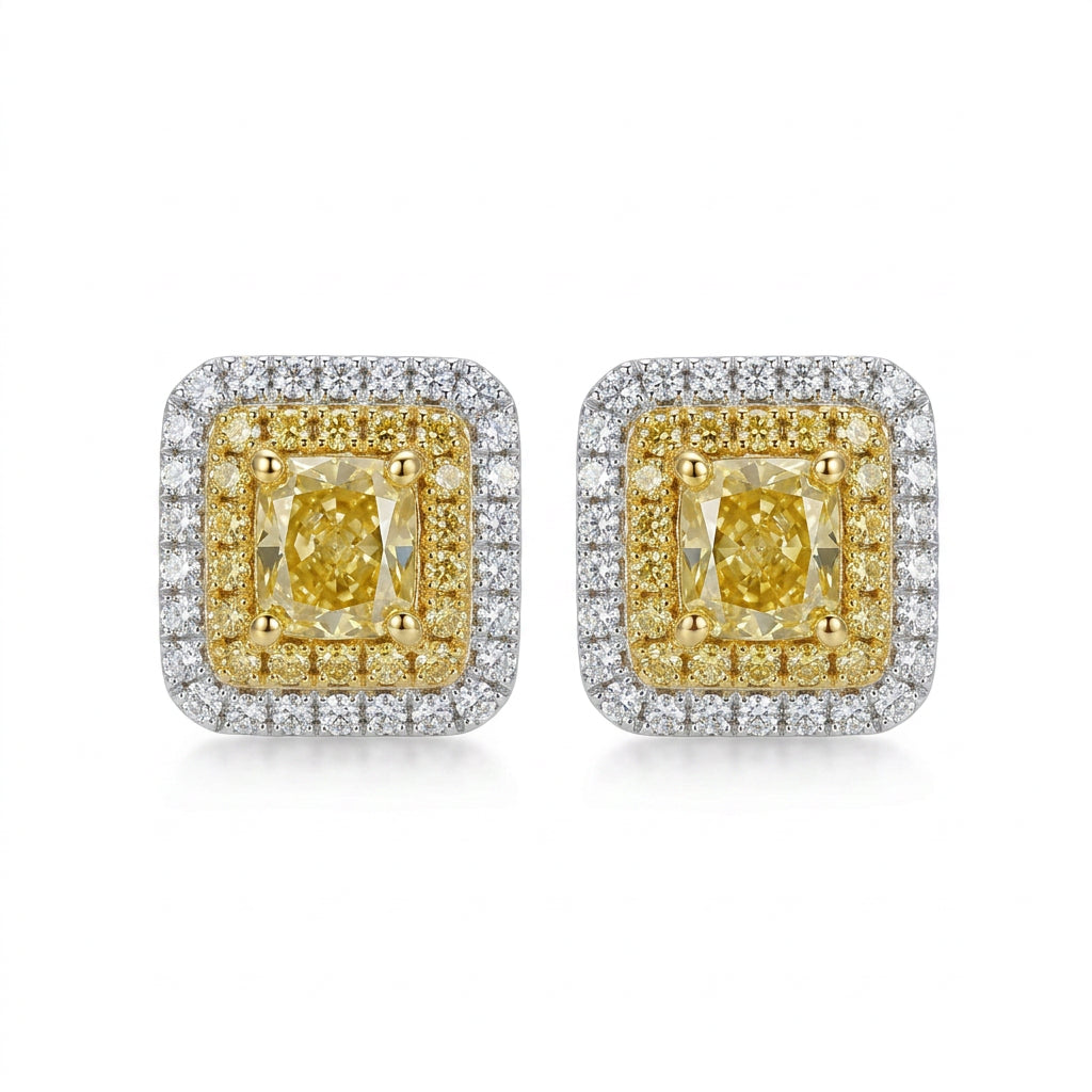 18K白金 0.86ct 彩鑽耳環