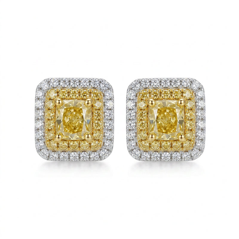 18K白金 0.86ct 彩鑽耳環