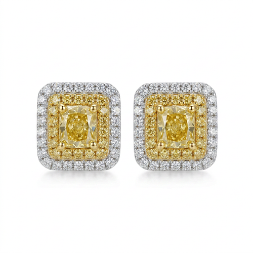 18K White Gold 0.86ct Fancy Colour Diamond Earrings