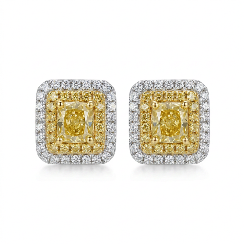 18K白金 0.86ct 彩鑽耳環