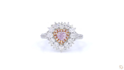 18K白金 0.34ct Fancy Purplish Pink 粉紅鑽戒指