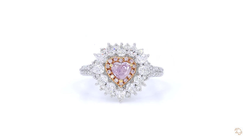 18K白金 0.34ct Fancy Purplish Pink 粉紅鑽戒指