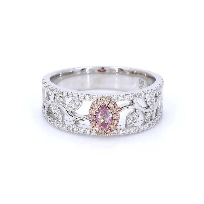 18K白金 0.13ct Fancy Light Pink 粉紅鑽戒指