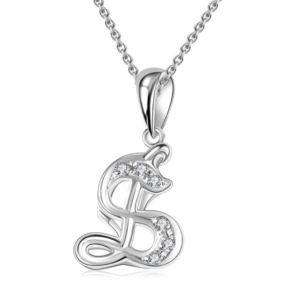 18K White Gold Letter Pendant S