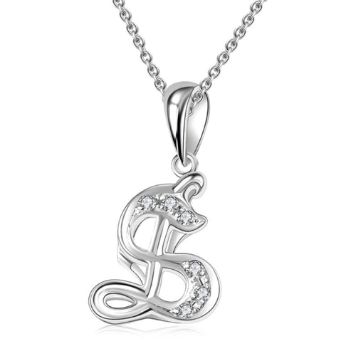 18K White Gold Letter Pendant S