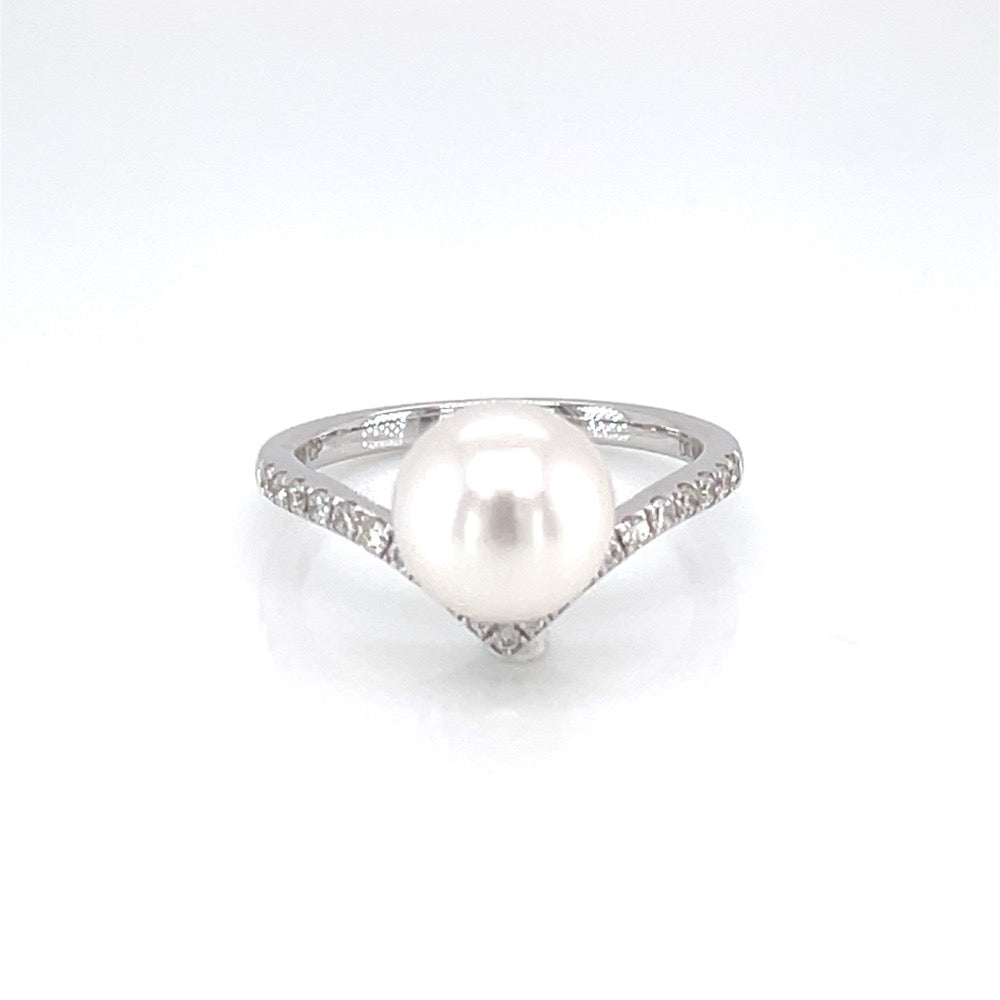 18K White Gold Pearl Ring