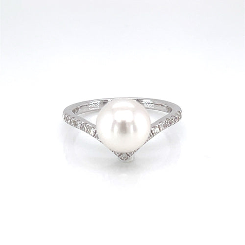 18K White Gold Pearl Ring