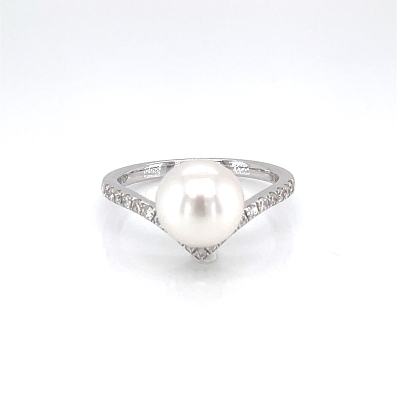 18K White Gold Pearl Ring