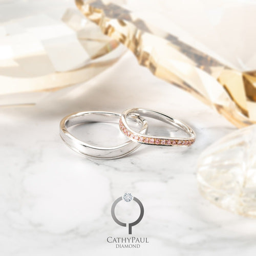 18K Pink Diamond Wedding Band Pair 81304-R179
