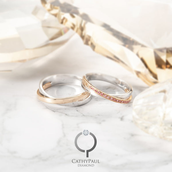 18K Pink Diamond Wedding Band Pair 81307-R1957B