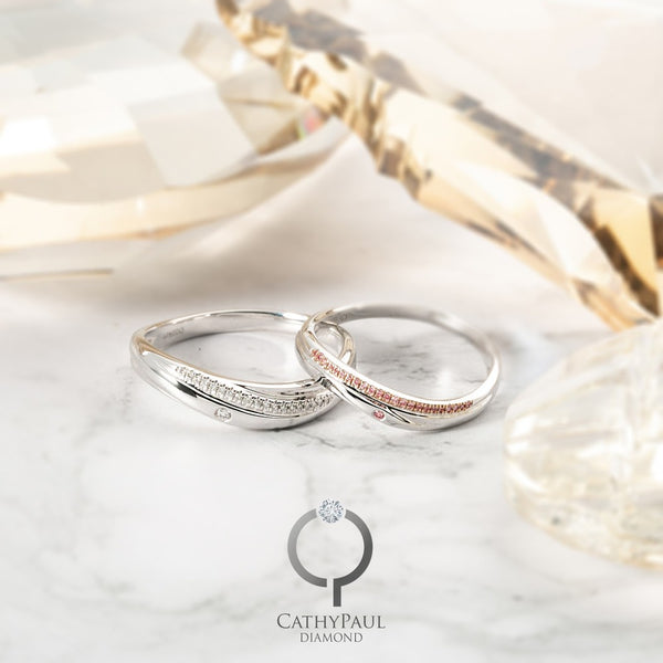 18K Pink Diamond Wedding Band Pair 81366-R329