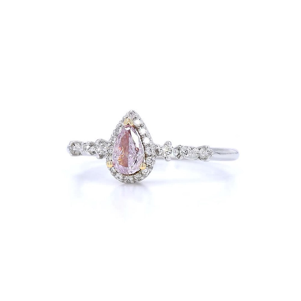 18K白金 0.26ct Fancy Light Purple Pink 粉紅鑽戒指