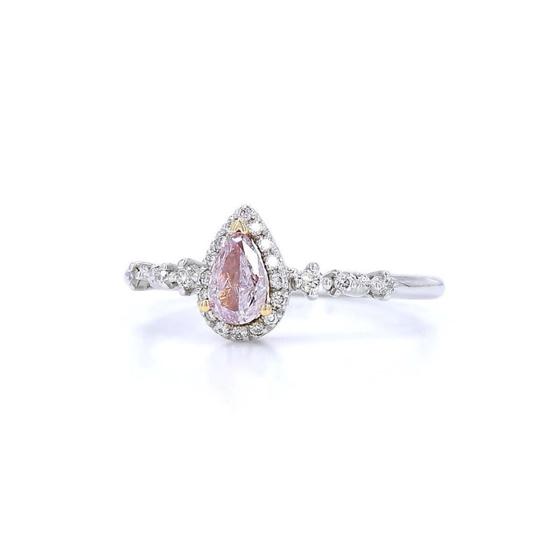 18K白金 0.26ct Fancy Light Purple Pink 粉紅鑽戒指