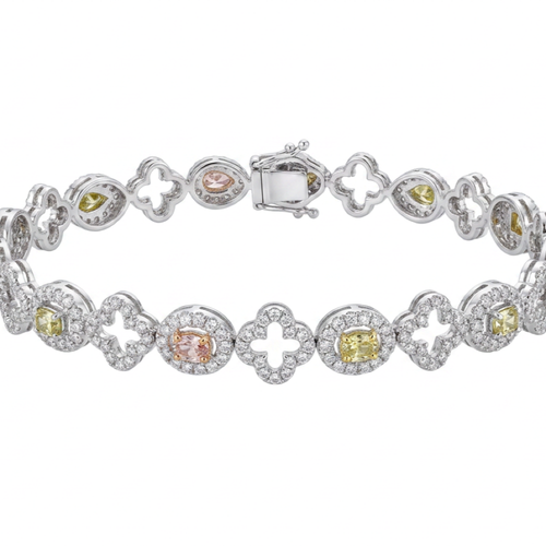 18K White Gold 0.89ct Fancy Colour Diamond Bracelet
