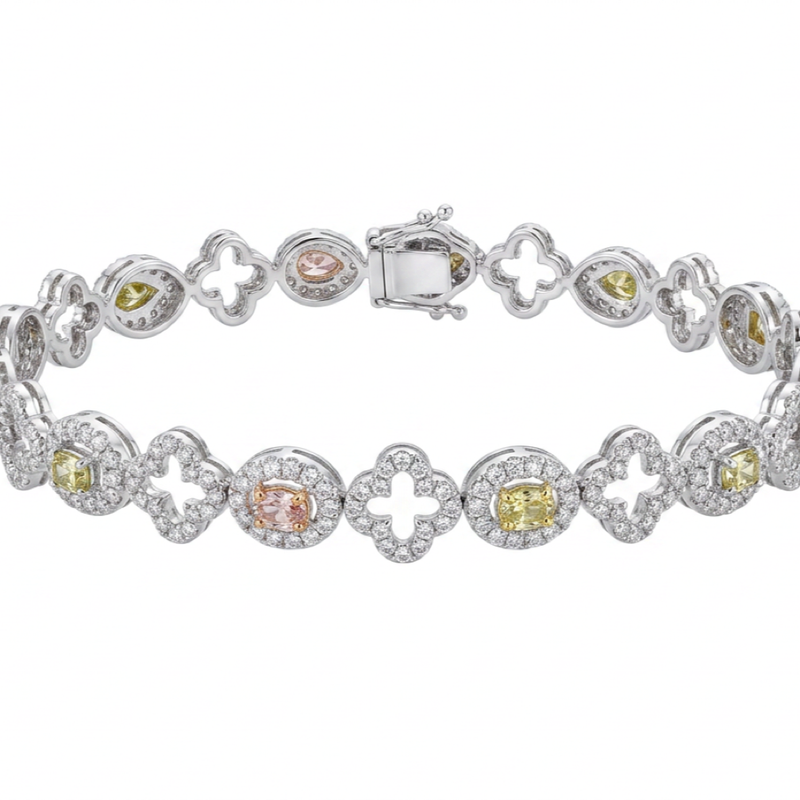 18K White Gold 0.89ct Fancy Colour Diamond Bracelet