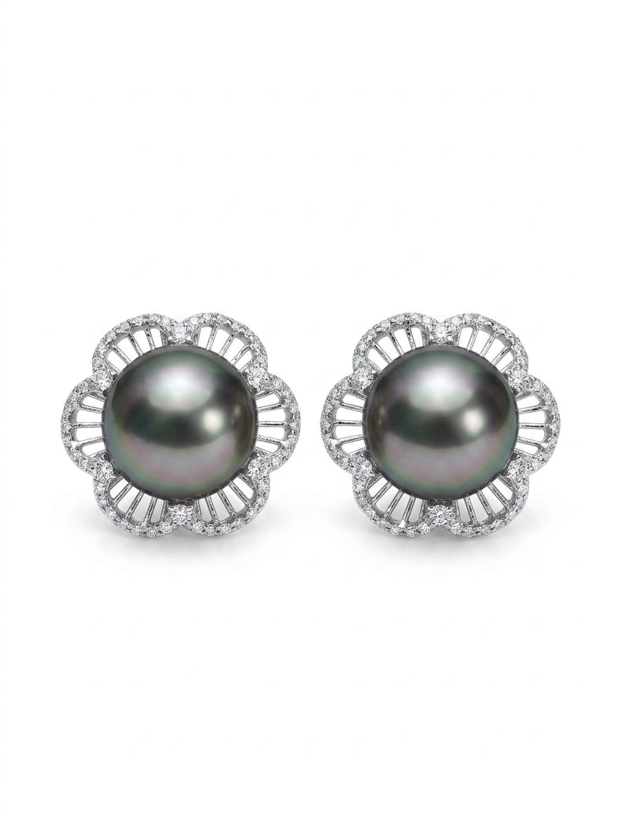 18K白金 珍珠耳環
