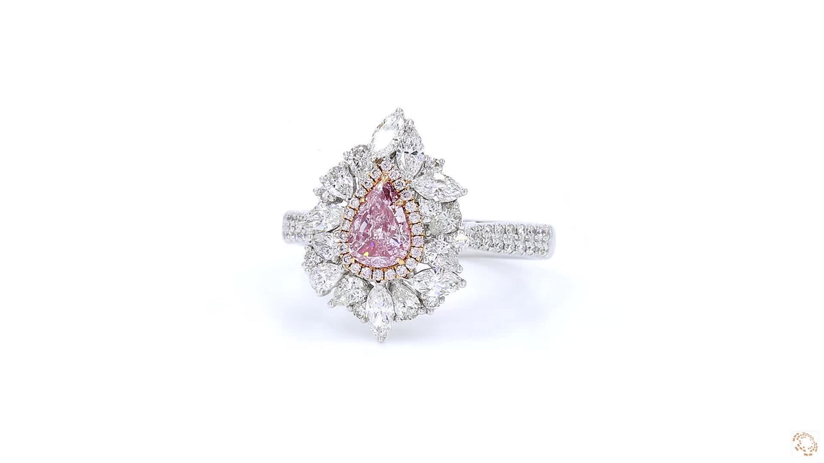 18K白金 0.51ct Fancy Light Purplish Pink 粉紅鑽戒指
