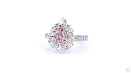 18K白金 0.51ct Fancy Light Purplish Pink 粉紅鑽戒指