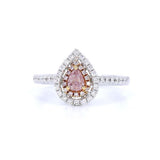 18K白金 0.26ct Fancy Orangy Pink 粉紅鑽戒指