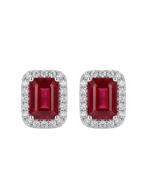 18K White Gold 3.05ct Ruby Earrings