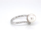 18K White Gold Pearl Ring