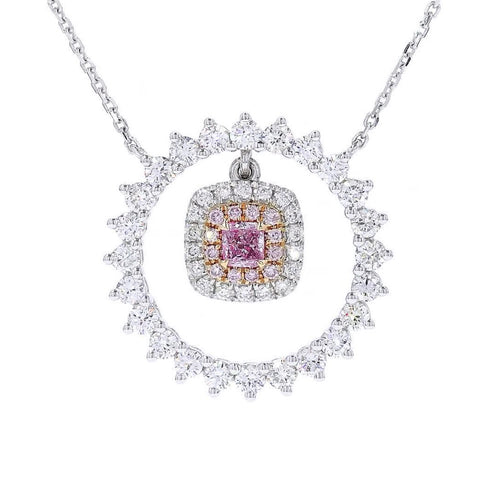 18K White Gold 0.09ct Pink Diamond Pendant