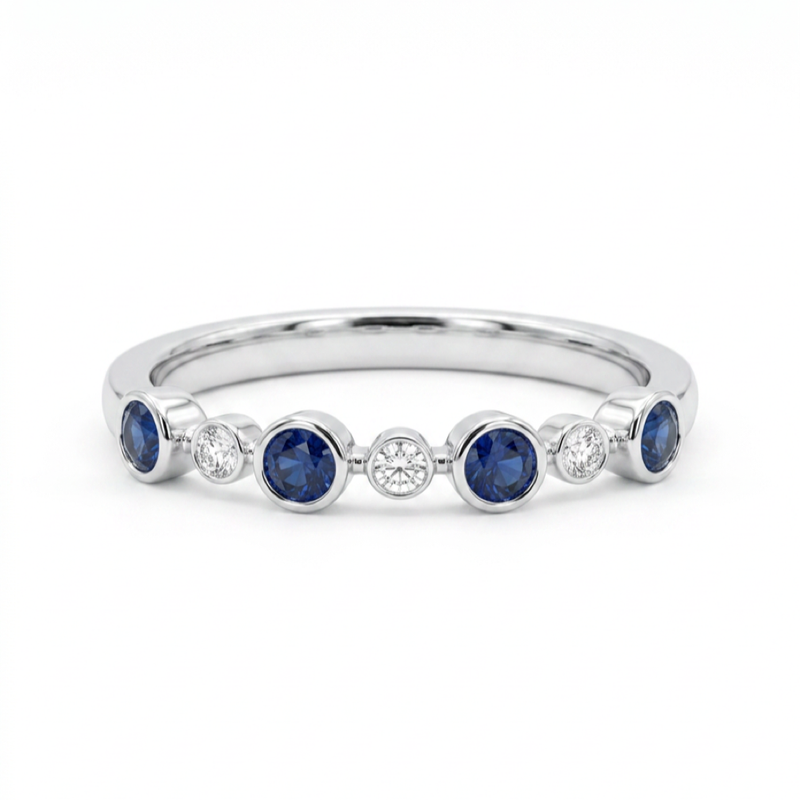 18K White Gold 0.121ct Sapphire Ring