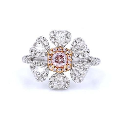 18K白金 0.26ct Fancy Pink 粉紅鑽戒指