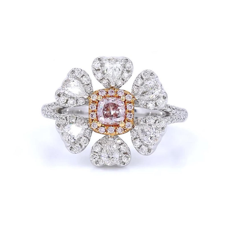 18K白金 0.26ct Fancy Pink 粉紅鑽戒指