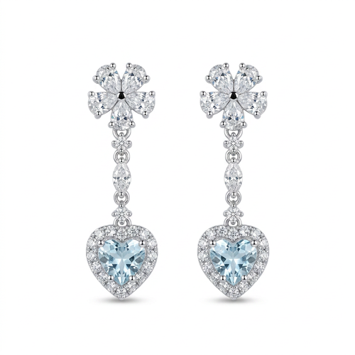 18K White Gold 0.52ct Aquamarine Earrings
