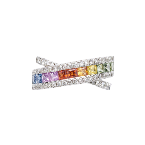 18K White Gold 1.26ct Rainbow Sapphire Ring
