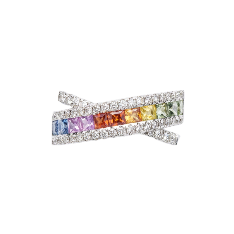 18K白金 1.26ct 彩虹藍寶石戒指