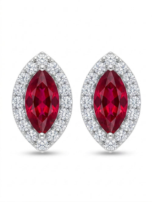 18K White Gold 0.67ct Ruby Earrings
