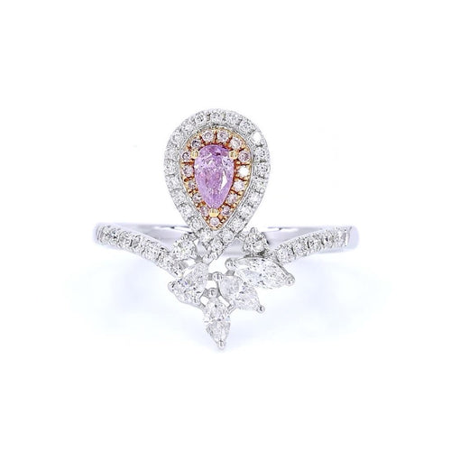 18K White Gold 0.18ct Fancy Intense Pink Ring