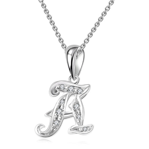 18K White Gold Letter Pendant A