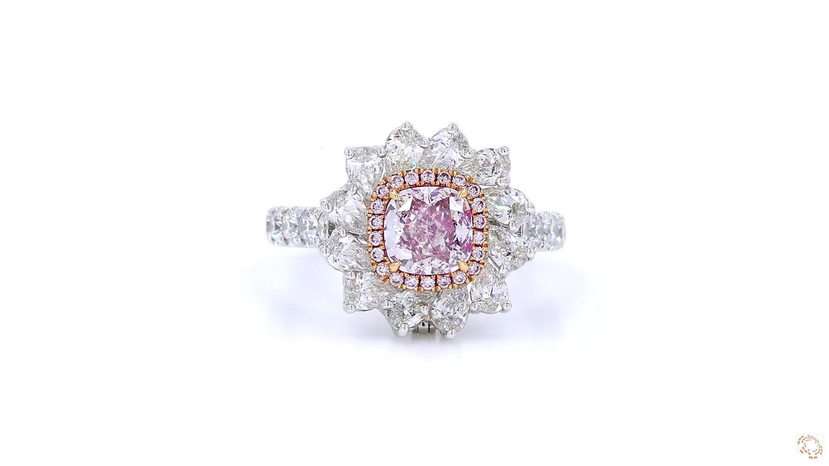 18K白金 0.85ct 粉紅鑽戒指