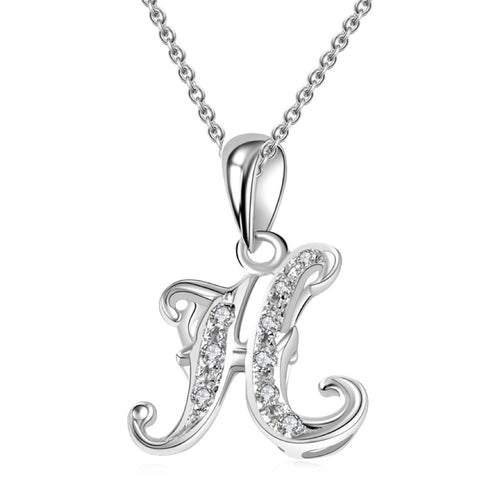 18K White Gold Letter Pendant H