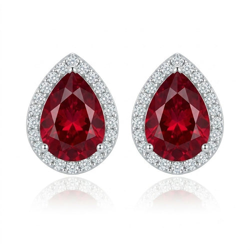 18K White Gold 4.98ct Ruby Earrings