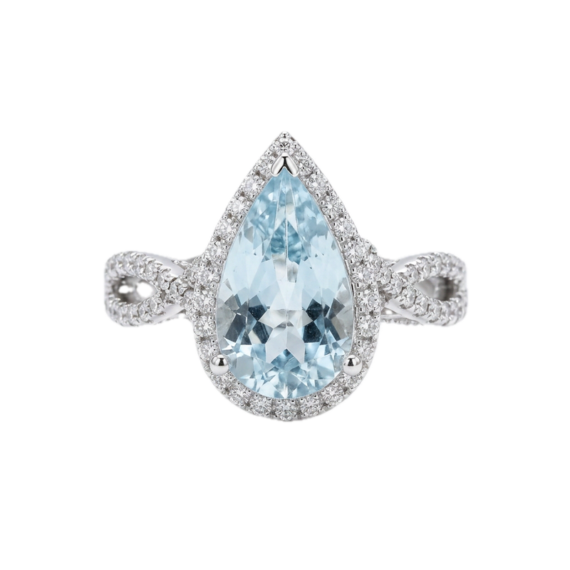 18K白金 2.65ct 海藍寶石戒指