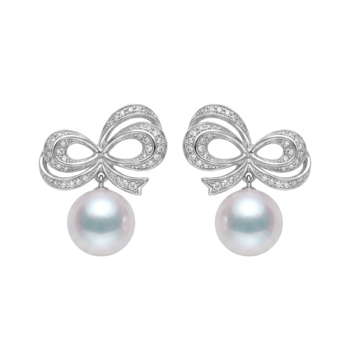 18K White Gold Pearl Earrings