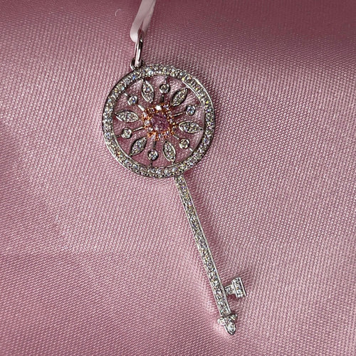 18K White Gold 0.10ct Pink Diamond Pendant
