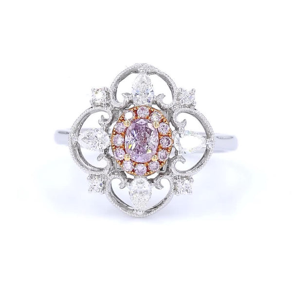 18K白金 0.27ct 彩粉紅鑽戒指