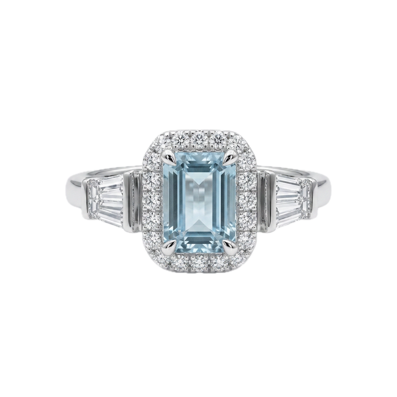 18K白金 0.97ct 海藍寶石戒指