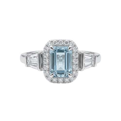 18K White Gold 0.97ct Aquamarine Ring