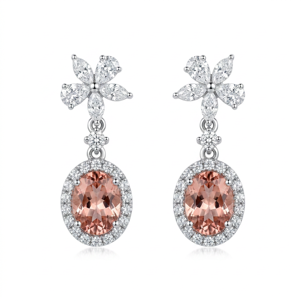 18K White Gold 1.38ct Morganite Earrings
