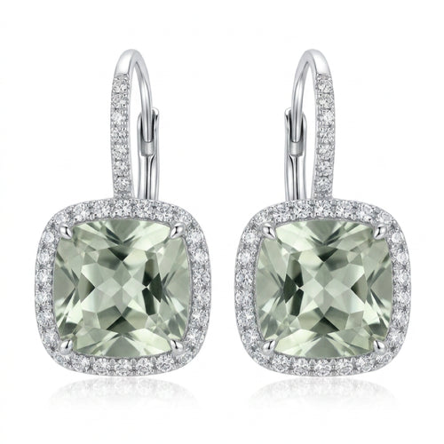 18K White Gold 0.44ct Green Quartz Earrings